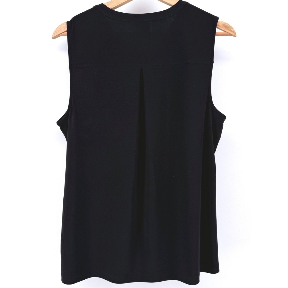 Anne Klein Womens Medium Black Sleeveless Zip Front Utility Pocket Shirt Top - Picture 3 of 5